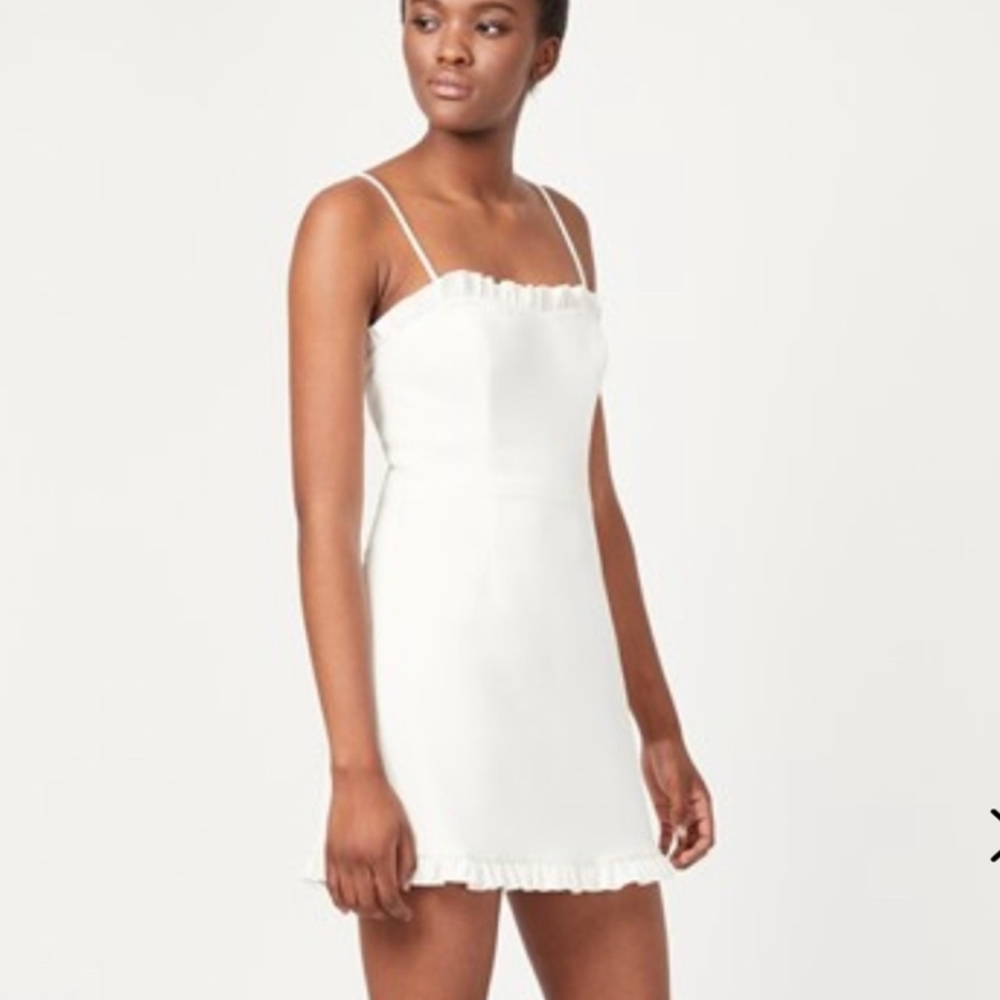 French Connection White Ruffle Mini Dress
